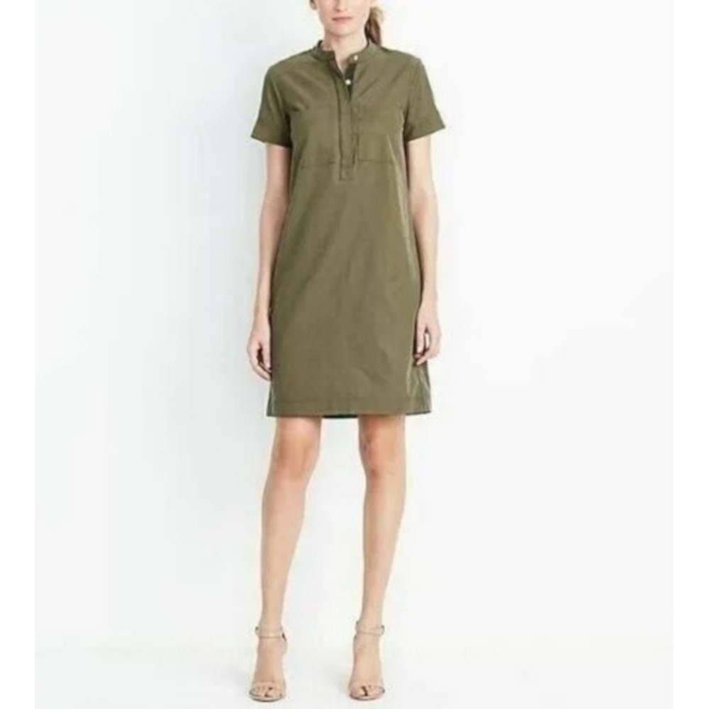 J. Crew Lyocell Cotton Short Sleeve Military Shirt Dress Utility Shift Dress S